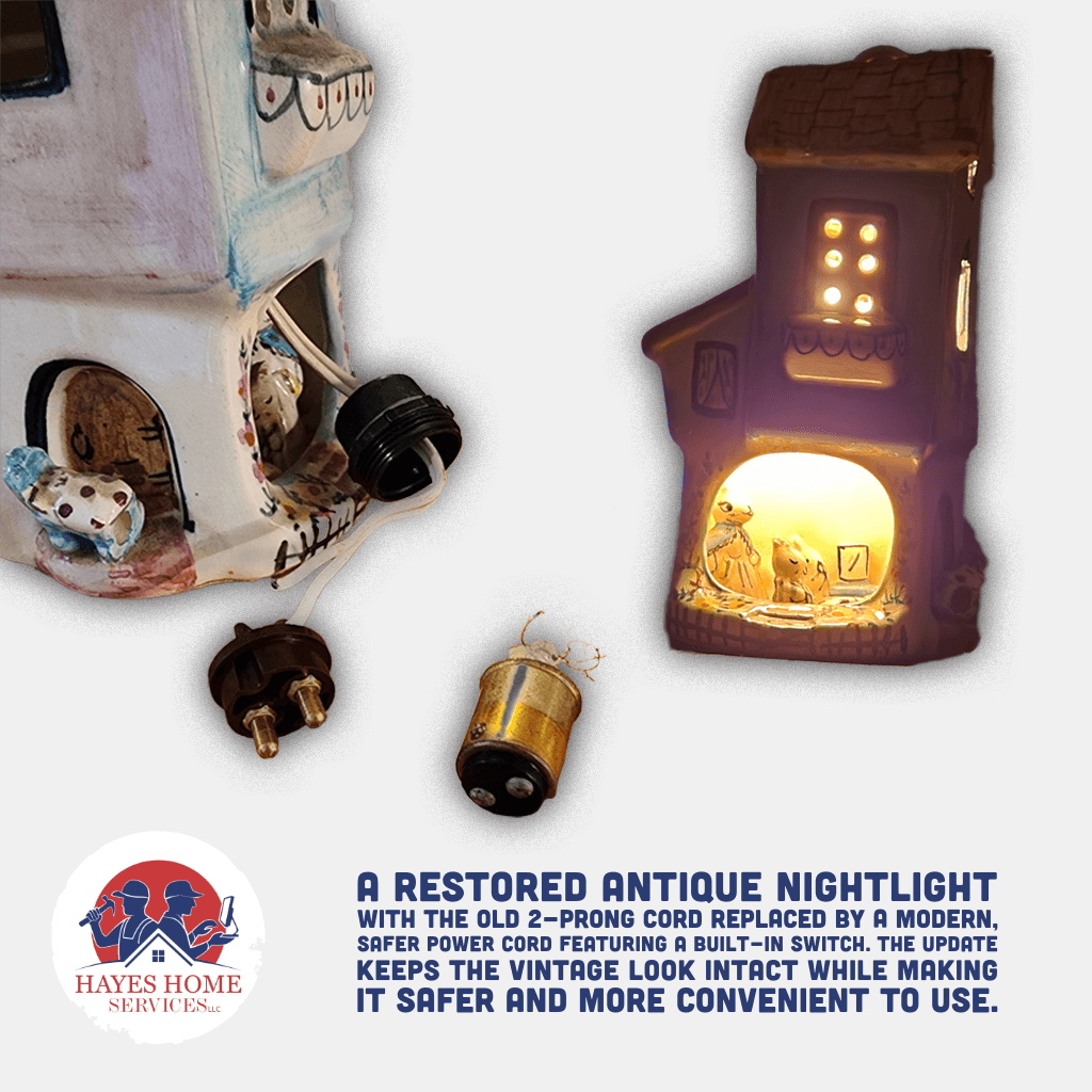 Restored antique lamp with new wiring and finish.